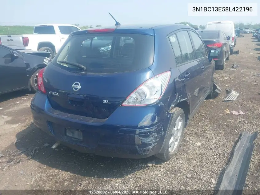 2008 Nissan Versa S/Sl VIN: 3N1BC13E58L422196 Lot: 12328002