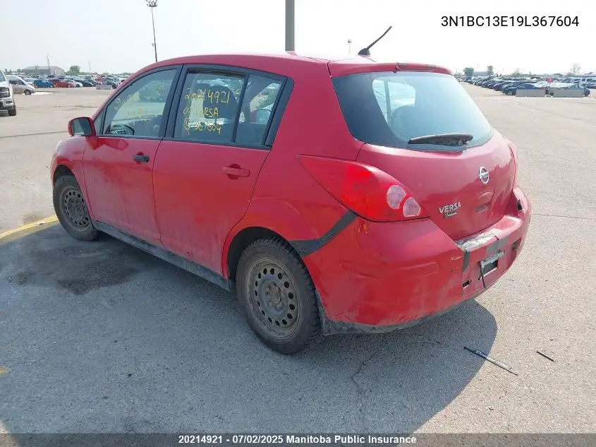 2009 Nissan Versa 1.8 Sl VIN: 3N1BC13E19L367604 Lot: 20214921
