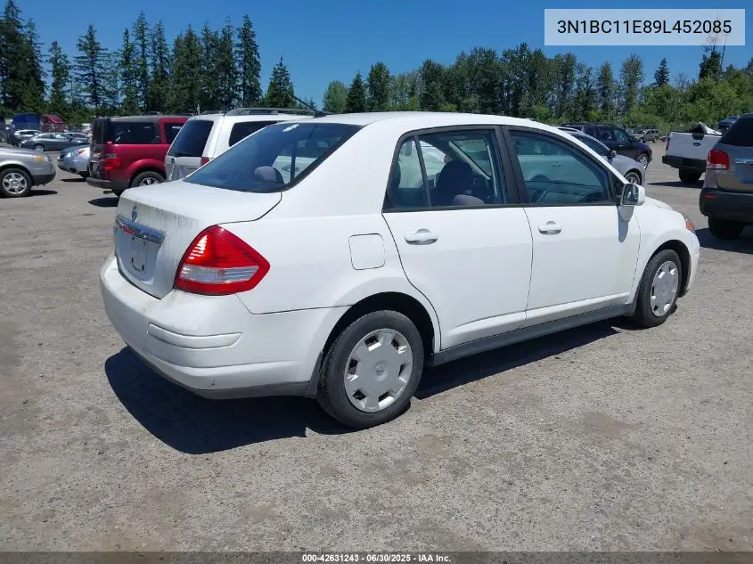 2009 Nissan Versa 1.8S VIN: 3N1BC11E89L452085 Lot: 42631243