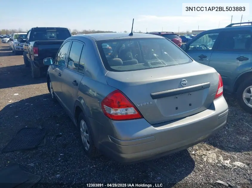 2011 Nissan Versa 1.6 Base VIN: 3N1CC1AP2BL503883 Lot: 12303891