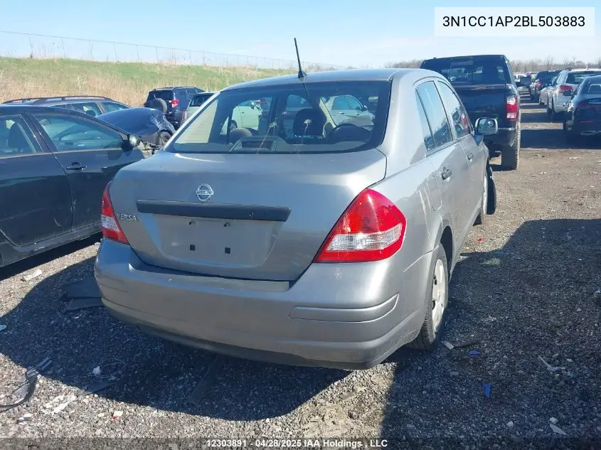 2011 Nissan Versa 1.6 Base VIN: 3N1CC1AP2BL503883 Lot: 12303891