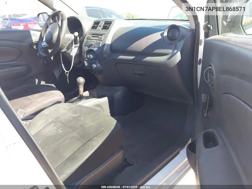2014 Nissan Versa 1.6 S+ VIN: 3N1CN7AP8EL868571 Lot: 42646246
