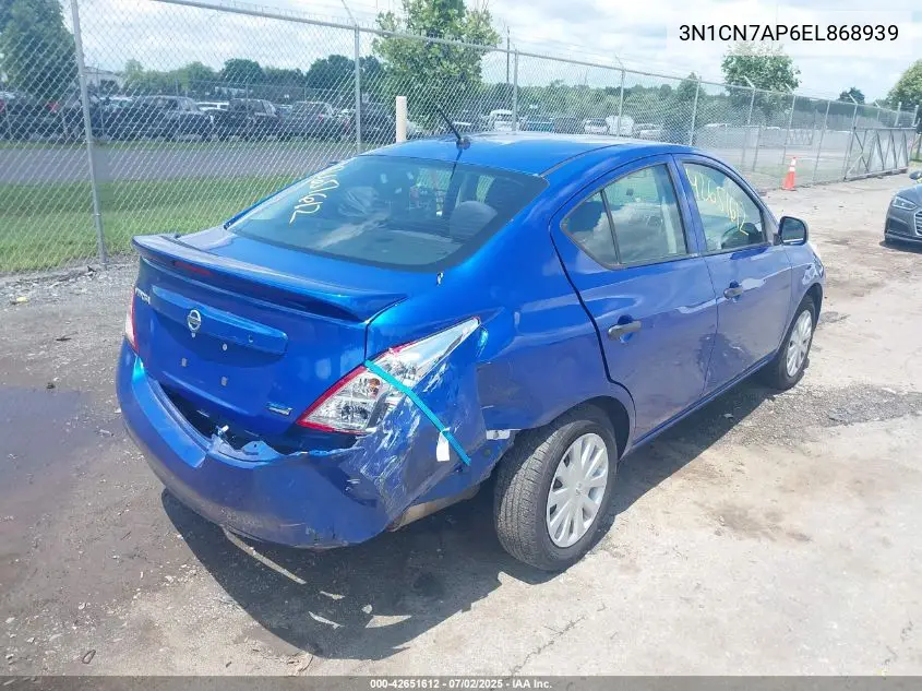 2014 Nissan Versa 1.6 S+ VIN: 3N1CN7AP6EL868939 Lot: 42651612