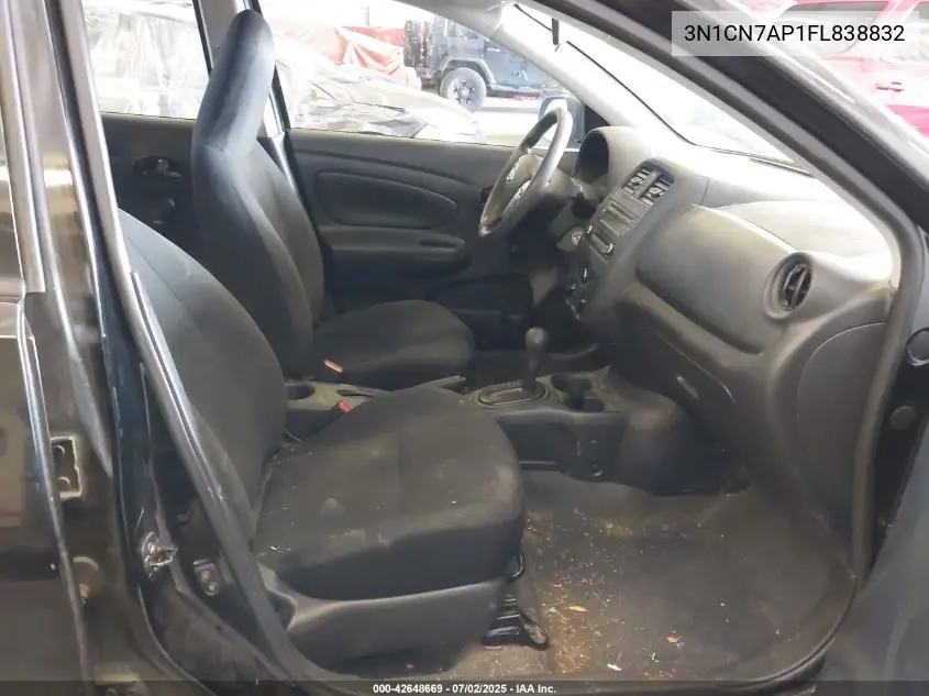 2015 Nissan Versa 1.6 S+ VIN: 3N1CN7AP1FL838832 Lot: 42648669