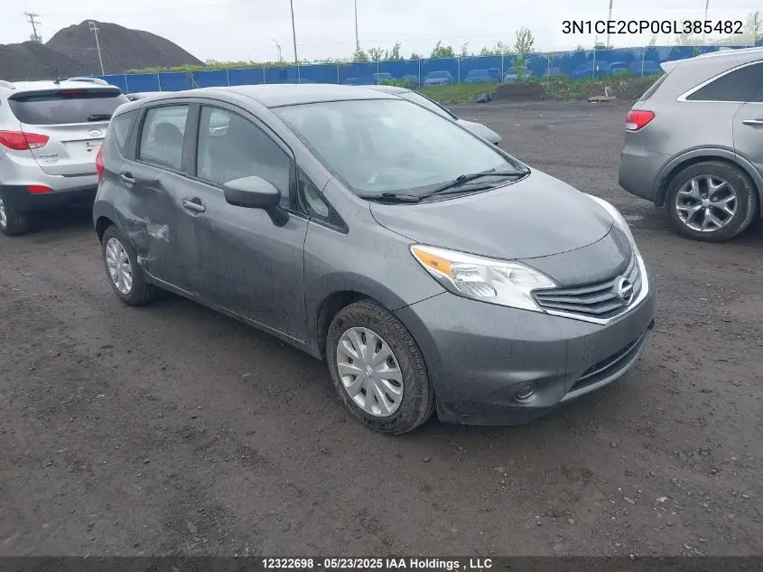 2016 Nissan Versa Note S/S Plus/Sv/Sl/Sr VIN: 3N1CE2CP0GL385482 Lot: 12322698