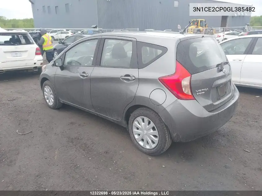 2016 Nissan Versa Note S/S Plus/Sv/Sl/Sr VIN: 3N1CE2CP0GL385482 Lot: 12322698