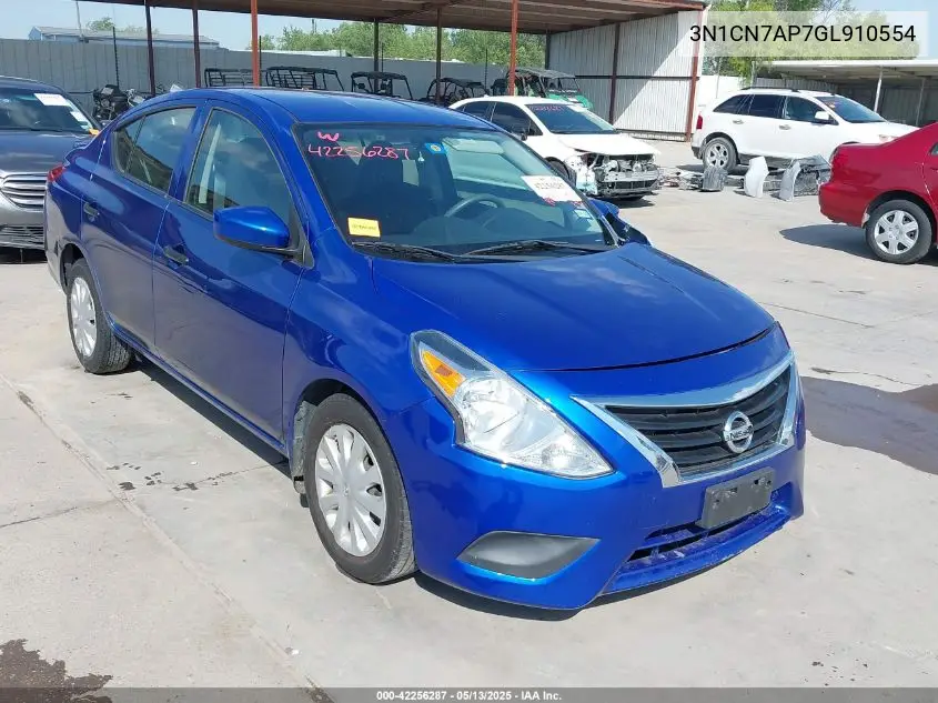 2016 Nissan Versa 1.6 S+ VIN: 3N1CN7AP7GL910554 Lot: 42256287