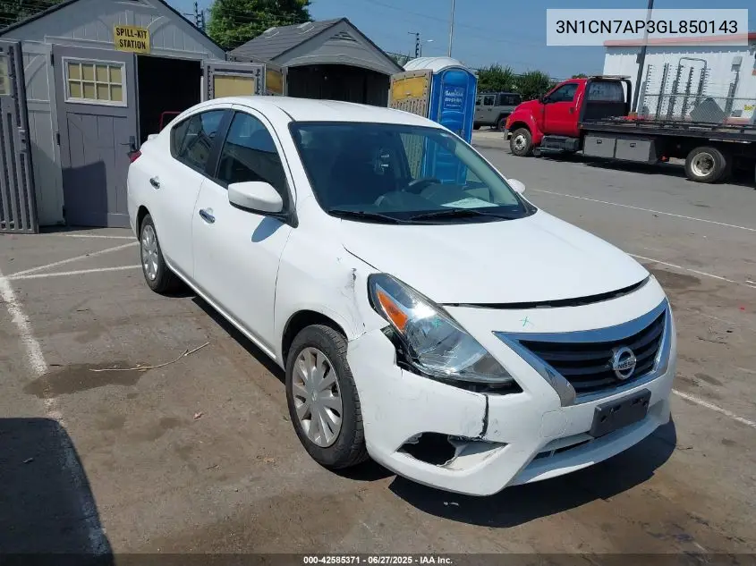 2016 Nissan Versa 1.6 S/1.6 S+/1.6 Sl/1.6 Sv VIN: 3N1CN7AP3GL850143 Lot: 42585371