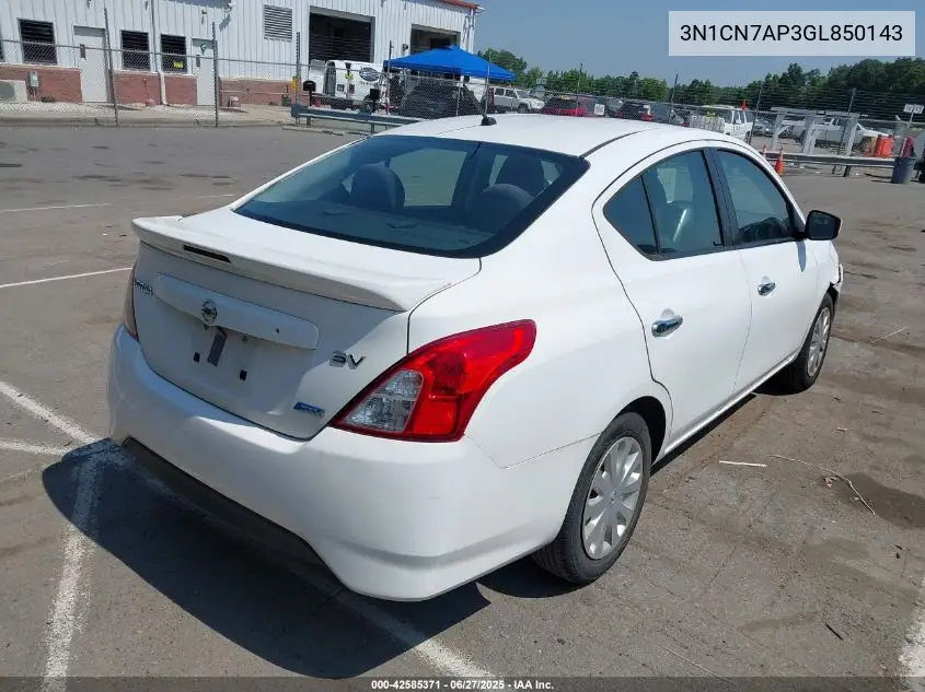2016 Nissan Versa 1.6 S/1.6 S+/1.6 Sl/1.6 Sv VIN: 3N1CN7AP3GL850143 Lot: 42585371