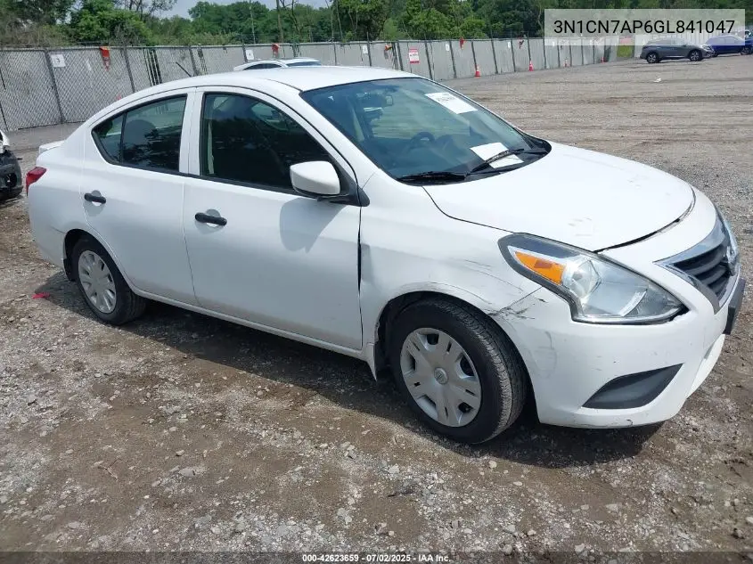 2016 Nissan Versa 1.6 S+ VIN: 3N1CN7AP6GL841047 Lot: 42623659