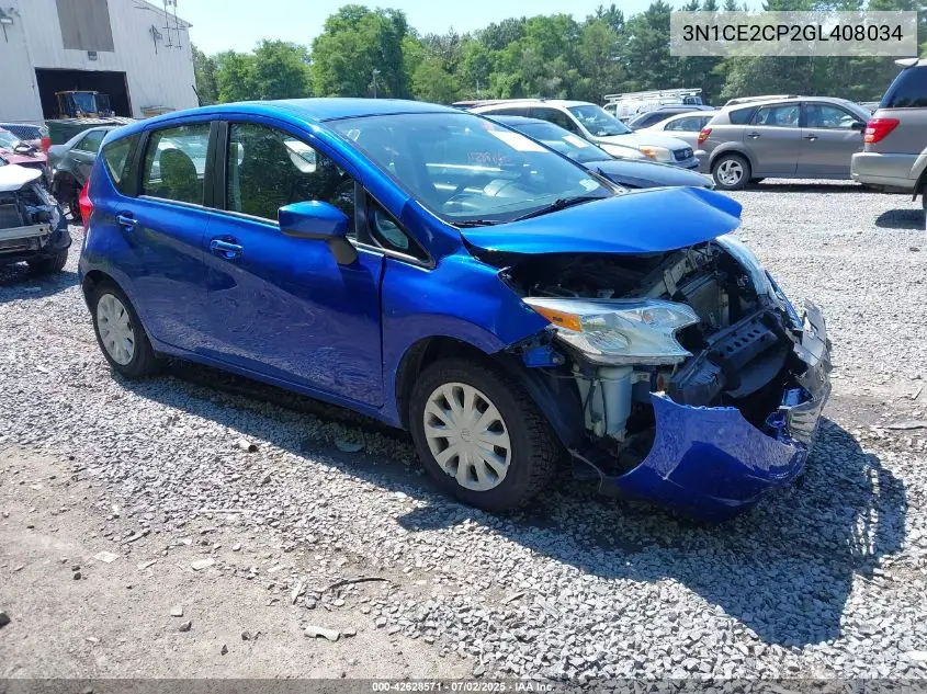 2016 Nissan Versa Note S (Sr)/S Plus/Sl/Sr/Sv VIN: 3N1CE2CP2GL408034 Lot: 42628571