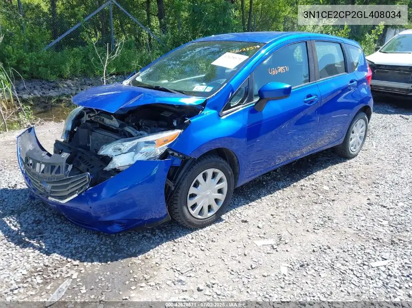 2016 Nissan Versa Note S (Sr)/S Plus/Sl/Sr/Sv VIN: 3N1CE2CP2GL408034 Lot: 42628571