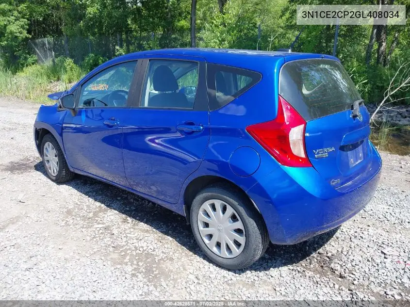 2016 Nissan Versa Note S (Sr)/S Plus/Sl/Sr/Sv VIN: 3N1CE2CP2GL408034 Lot: 42628571