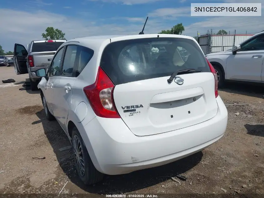 2016 Nissan Versa Note S (Sr)/S Plus/Sl/Sr/Sv VIN: 3N1CE2CP1GL406842 Lot: 42635078