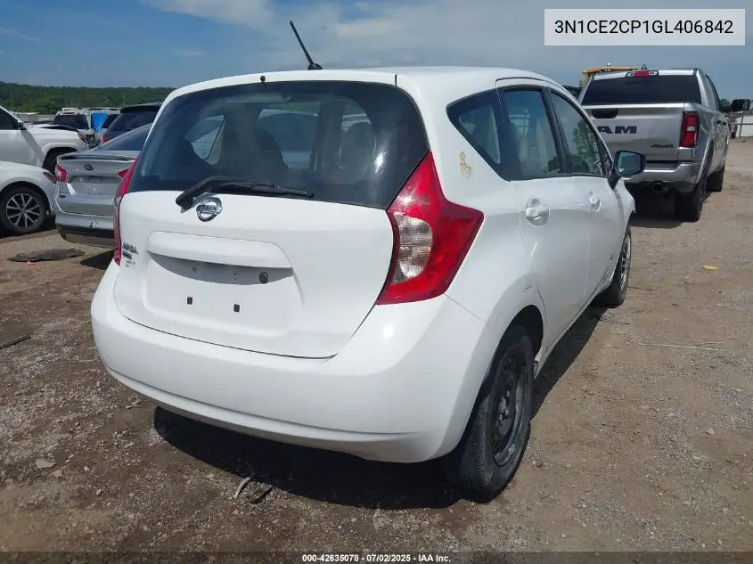 2016 Nissan Versa Note S (Sr)/S Plus/Sl/Sr/Sv VIN: 3N1CE2CP1GL406842 Lot: 42635078