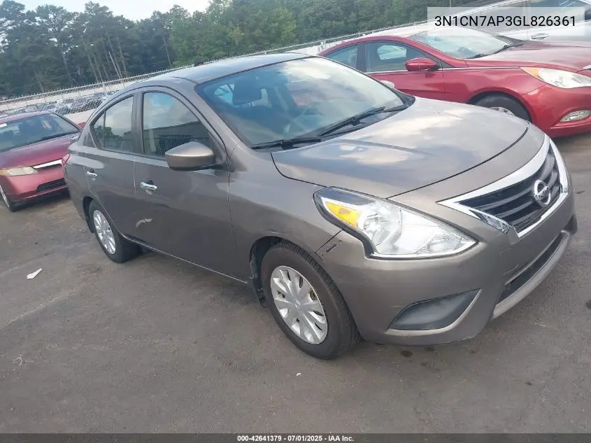 2016 Nissan Versa S/S Plus/Sv/Sl VIN: 3N1CN7AP3GL826361 Lot: 42641379