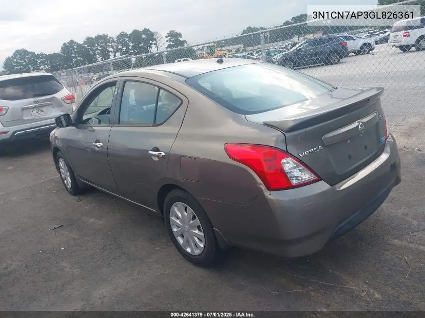 2016 Nissan Versa S/S Plus/Sv/Sl VIN: 3N1CN7AP3GL826361 Lot: 42641379