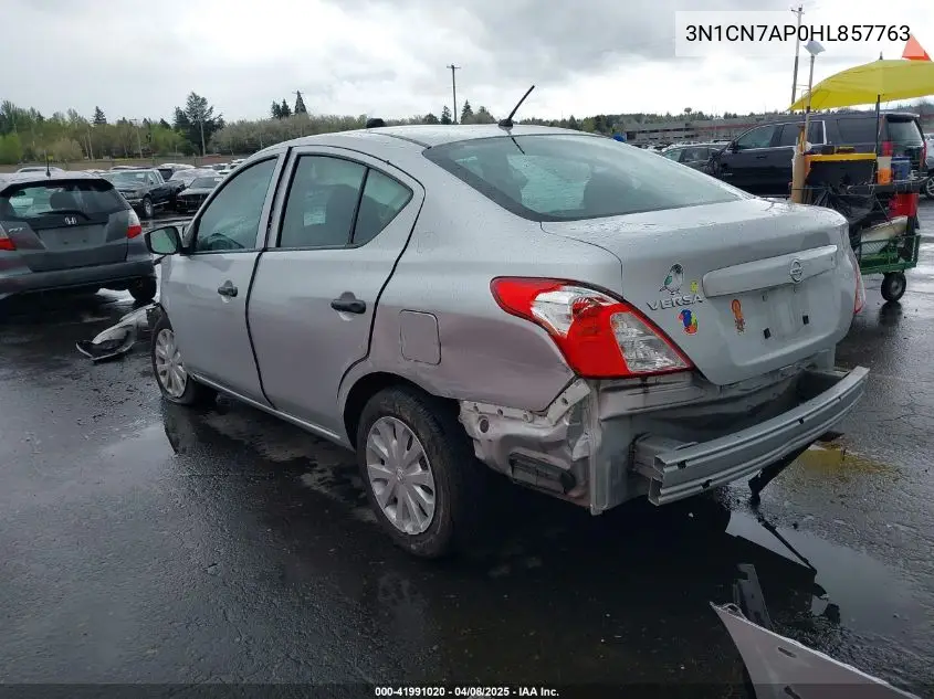 2017 Nissan Versa 1.6 S VIN: 3N1CN7AP0HL857763 Lot: 41991020