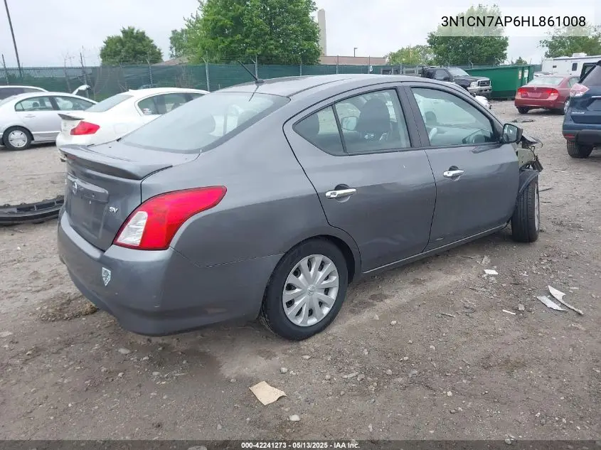 2017 Nissan Versa 1.6 Sv VIN: 3N1CN7AP6HL861008 Lot: 42241273