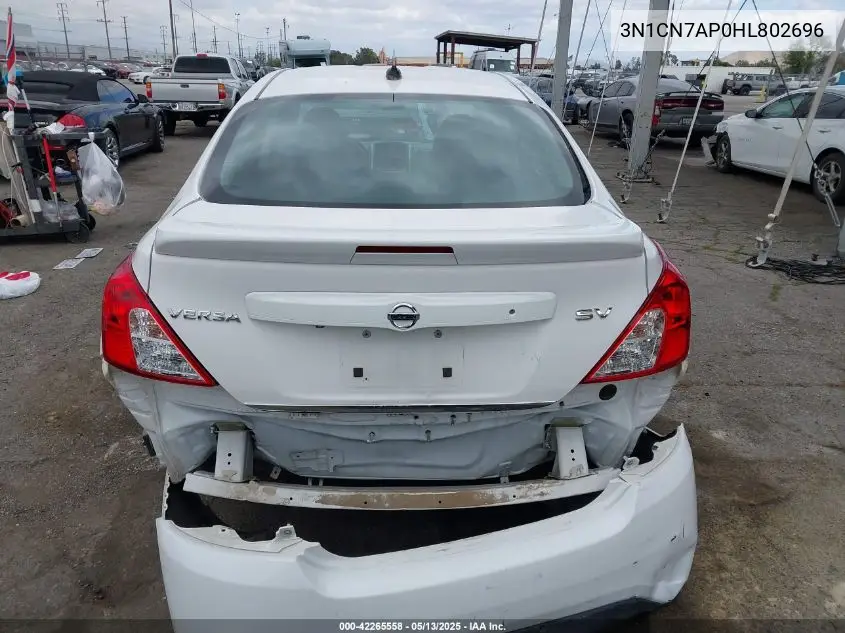 2017 Nissan Versa 1.6 Sv VIN: 3N1CN7AP0HL802696 Lot: 42265558
