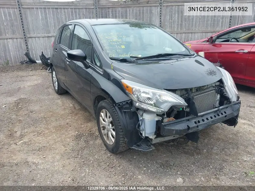 2018 Nissan Versa Note 1.6 S/1.6 Sr/1.6 Sv VIN: 3N1CE2CP2JL361952 Lot: 12329706