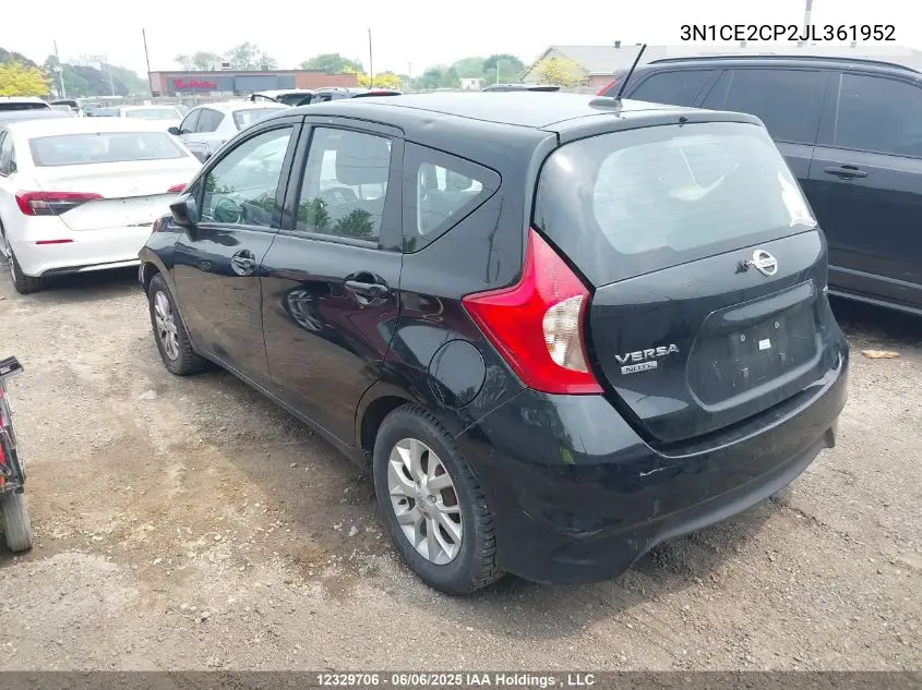 2018 Nissan Versa Note 1.6 S/1.6 Sr/1.6 Sv VIN: 3N1CE2CP2JL361952 Lot: 12329706
