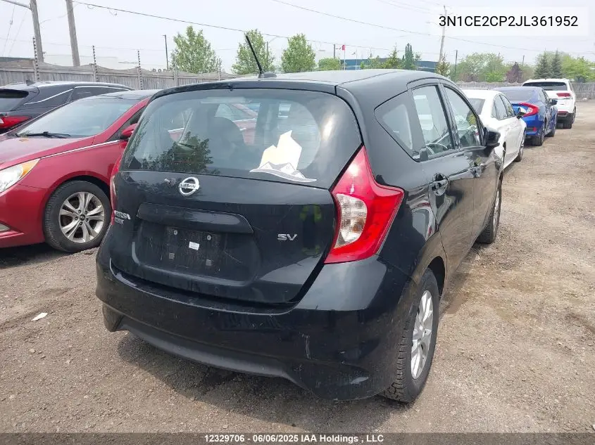 2018 Nissan Versa Note 1.6 S/1.6 Sr/1.6 Sv VIN: 3N1CE2CP2JL361952 Lot: 12329706