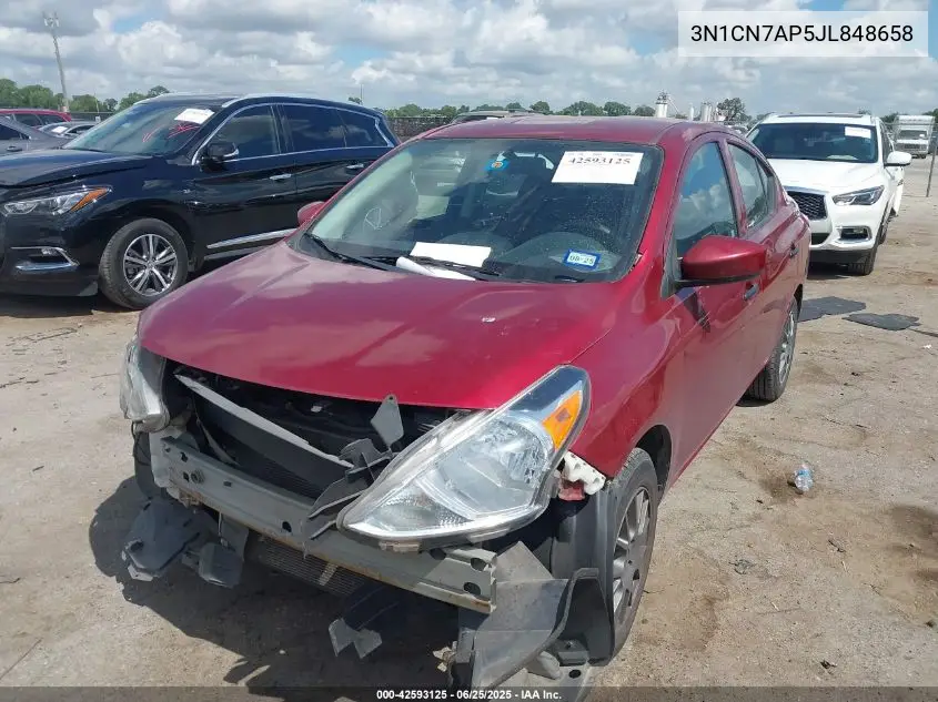 2018 Nissan Versa 1.6 S+ VIN: 3N1CN7AP5JL848658 Lot: 42593125