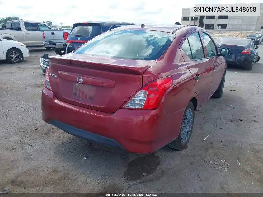 2018 Nissan Versa 1.6 S+ VIN: 3N1CN7AP5JL848658 Lot: 42593125
