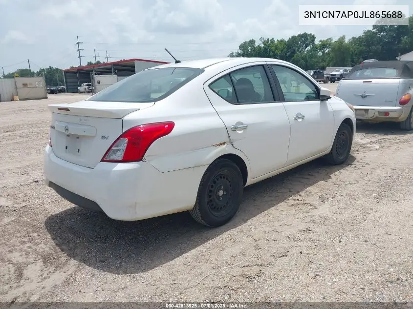 2018 Nissan Versa 1.6 Sv VIN: 3N1CN7AP0JL865688 Lot: 42613925