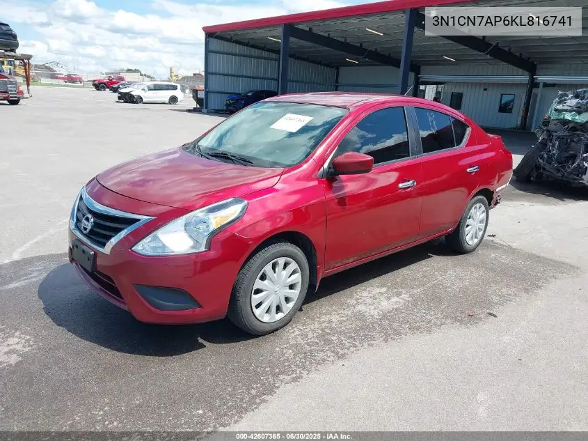 2019 Nissan Versa 1.6 Sv VIN: 3N1CN7AP6KL816741 Lot: 42607365
