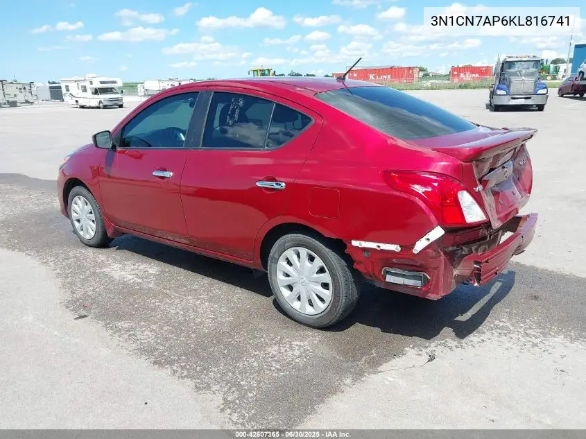 2019 Nissan Versa 1.6 Sv VIN: 3N1CN7AP6KL816741 Lot: 42607365