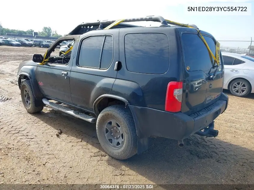 2000 Nissan Xterra Xe/Se VIN: 5N1ED28Y3YC554722 Lot: 30064376