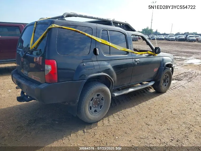 2000 Nissan Xterra Xe/Se VIN: 5N1ED28Y3YC554722 Lot: 30064376