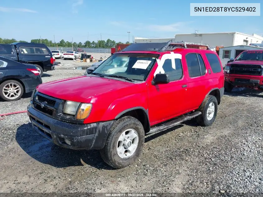 2000 Nissan Xterra Se/Xe VIN: 5N1ED28T8YC529402 Lot: 42606111