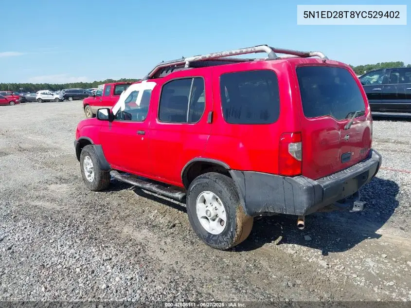 2000 Nissan Xterra Se/Xe VIN: 5N1ED28T8YC529402 Lot: 42606111