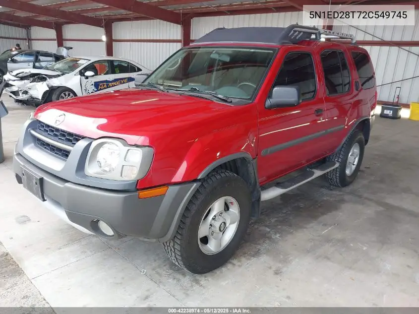 2002 Nissan Xterra Xe VIN: 5N1ED28T72C549745 Lot: 42238974