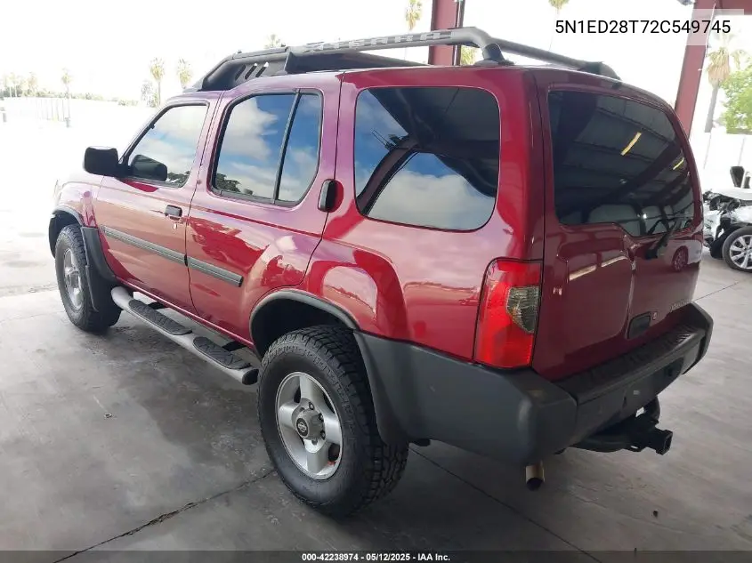 2002 Nissan Xterra Xe VIN: 5N1ED28T72C549745 Lot: 42238974