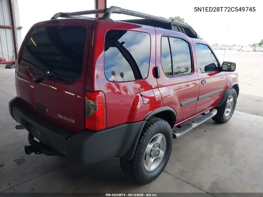 2002 Nissan Xterra Xe VIN: 5N1ED28T72C549745 Lot: 42238974
