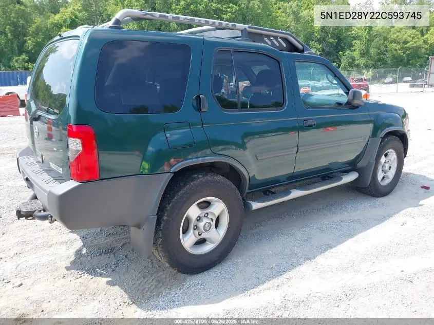 2002 Nissan Xterra Xe VIN: 5N1ED28Y22C593745 Lot: 42578705