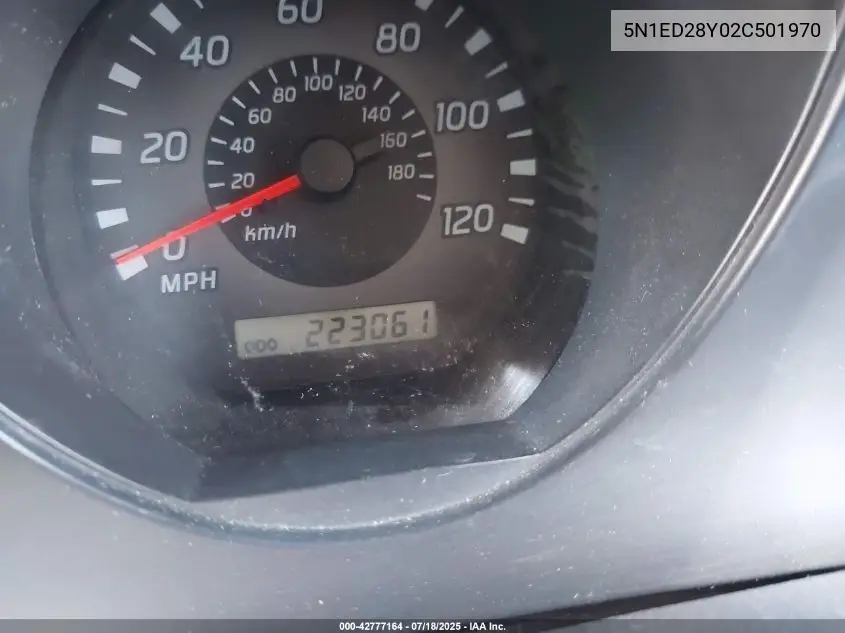 2002 Nissan Xterra Xe VIN: 5N1ED28Y02C501970 Lot: 42777164