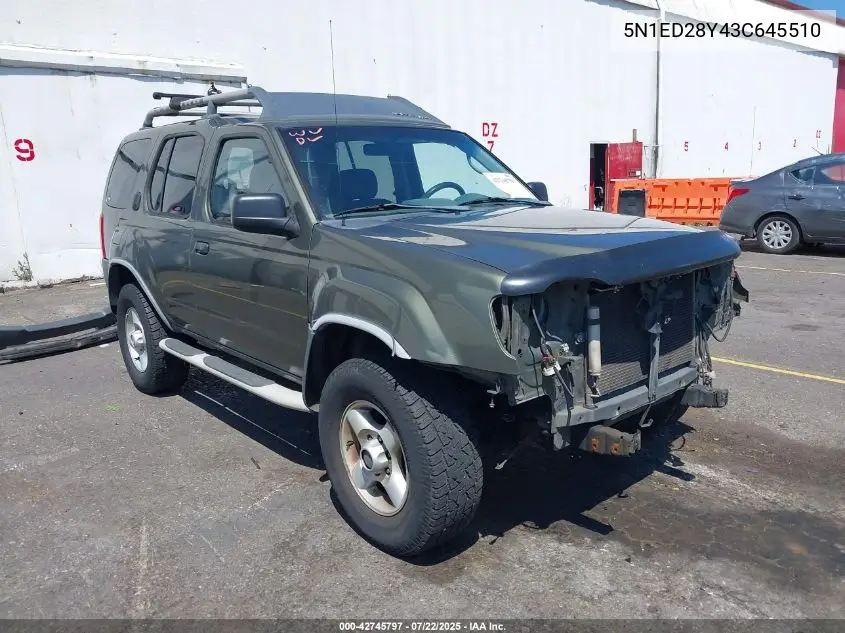 2003 Nissan Xterra Xe VIN: 5N1ED28Y43C645510 Lot: 42745797