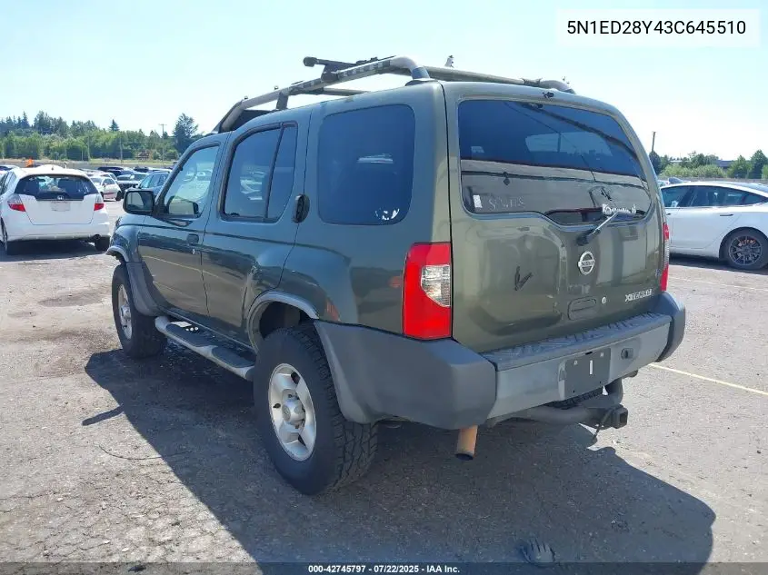 2003 Nissan Xterra Xe VIN: 5N1ED28Y43C645510 Lot: 42745797