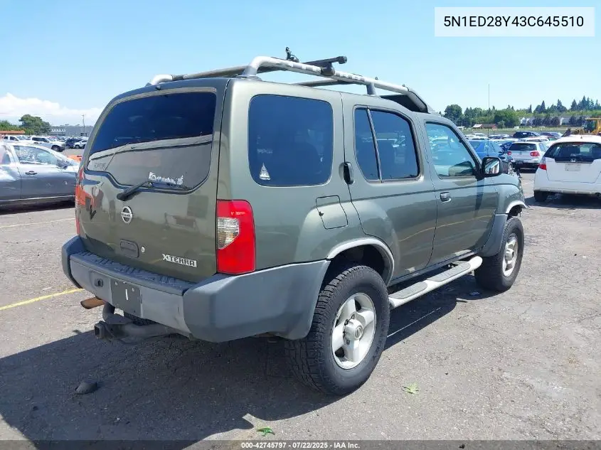 2003 Nissan Xterra Xe VIN: 5N1ED28Y43C645510 Lot: 42745797