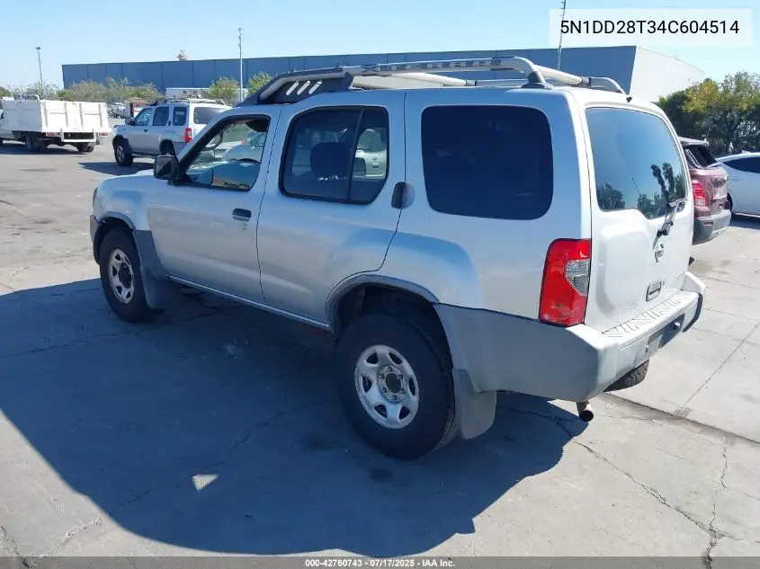 2004 Nissan Xterra Xe I4 VIN: 5N1DD28T34C604514 Lot: 42760743