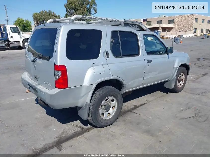 2004 Nissan Xterra Xe I4 VIN: 5N1DD28T34C604514 Lot: 42760743