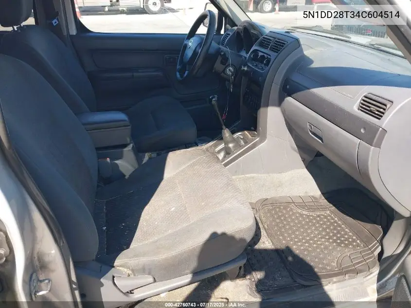 2004 Nissan Xterra Xe I4 VIN: 5N1DD28T34C604514 Lot: 42760743