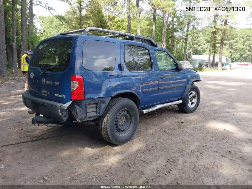 2004 Nissan Xterra Xe VIN: 5N1ED28TX4C671390 Lot: 42780269