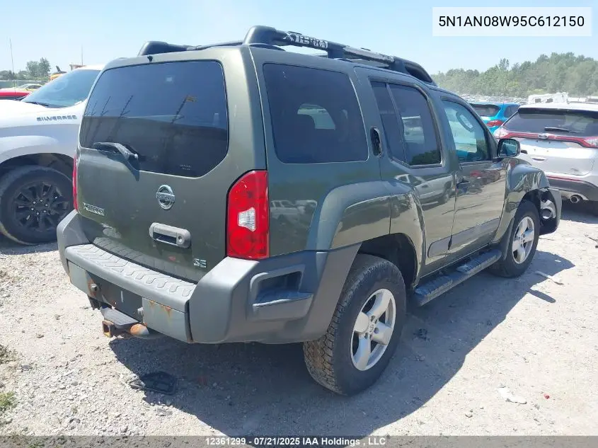 2005 Nissan Xterra Se VIN: 5N1AN08W95C612150 Lot: 12361299