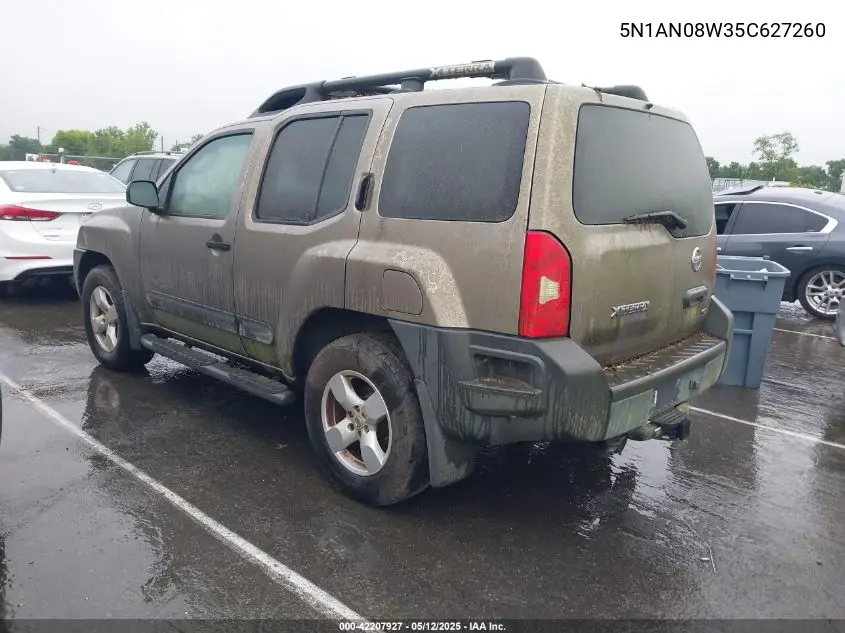 2005 Nissan Xterra Off Road/S/Se VIN: 5N1AN08W35C627260 Lot: 42207927